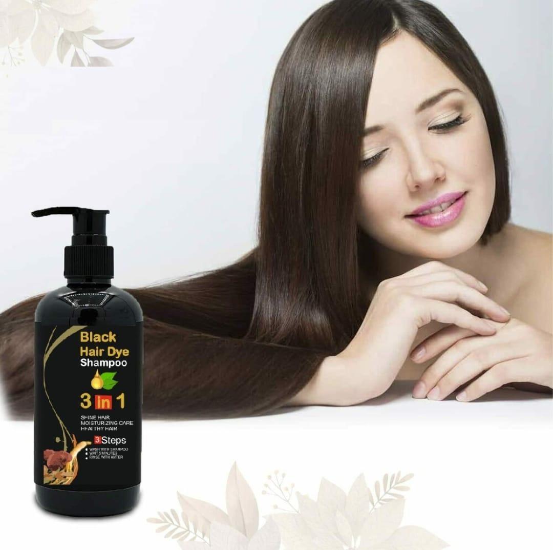 Unisex Instant Black Herbal Hair Dye Shampoo for Grey Hair Coverage 3 in 1(100ml)