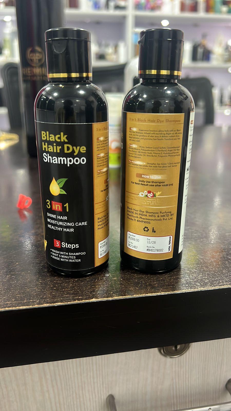 Unisex Instant Black Herbal Hair Dye Shampoo for Grey Hair Coverage 3 in 1(100ml)